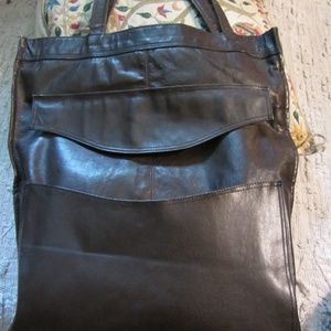 GETULIO VINTAGE DARK BROWN LEATHER TOTE BAG